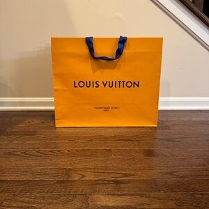 Louis Vuitton Vibrant Orange Tote with Blue Handles